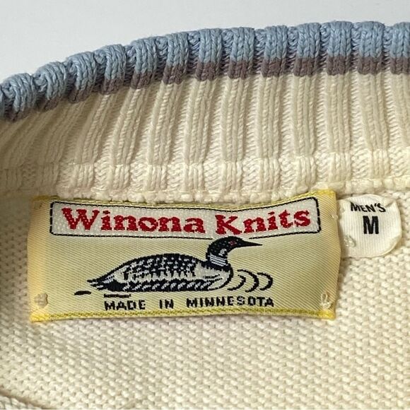 Vintage Winona Knits Pastel Striped Knit Henley Sweater Men's Size Medium - Picture 4 of 13